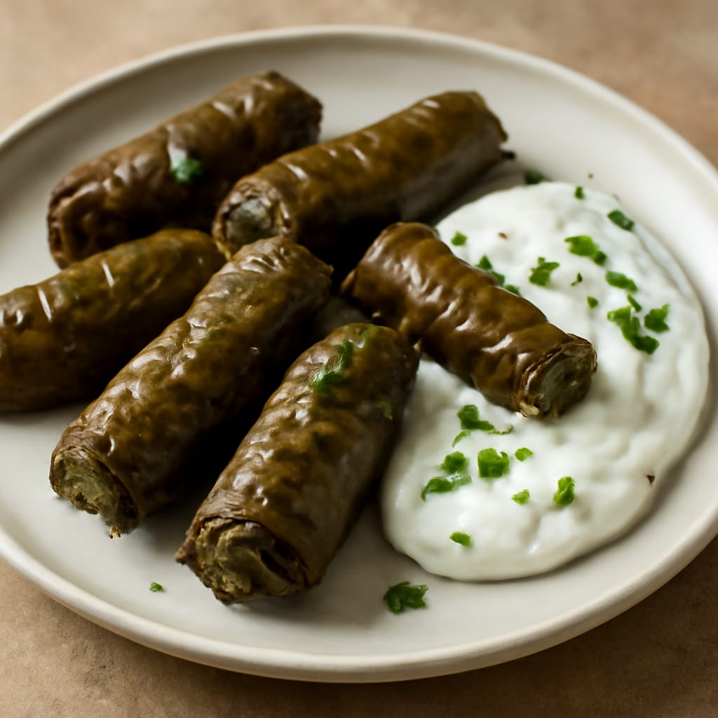 Dolmas (hojas de parra) con yogur