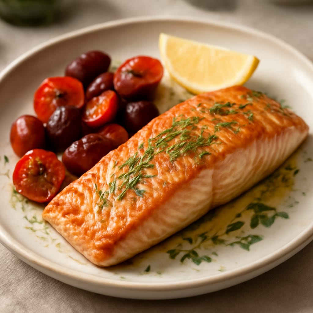 Filete de salmón a la plancha con eneldo