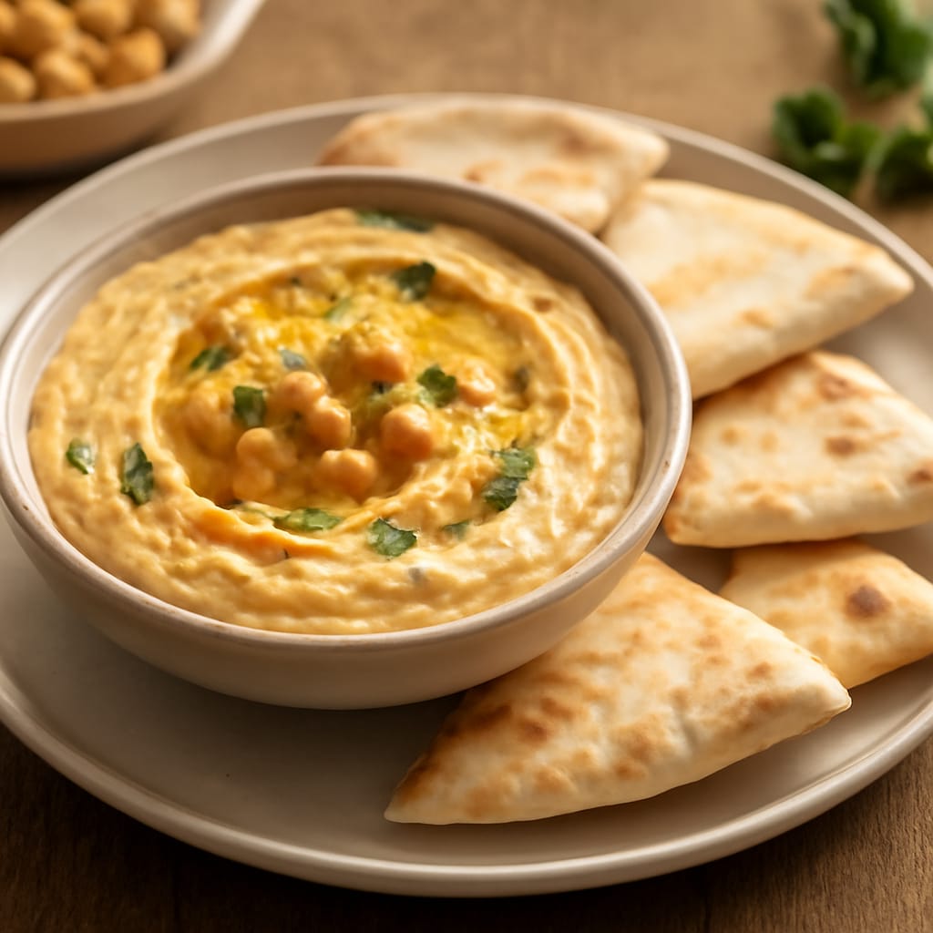 Hummus clásico con pan de pita