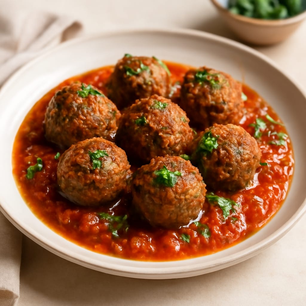 Albóndigas de lentejas en salsa de tomate