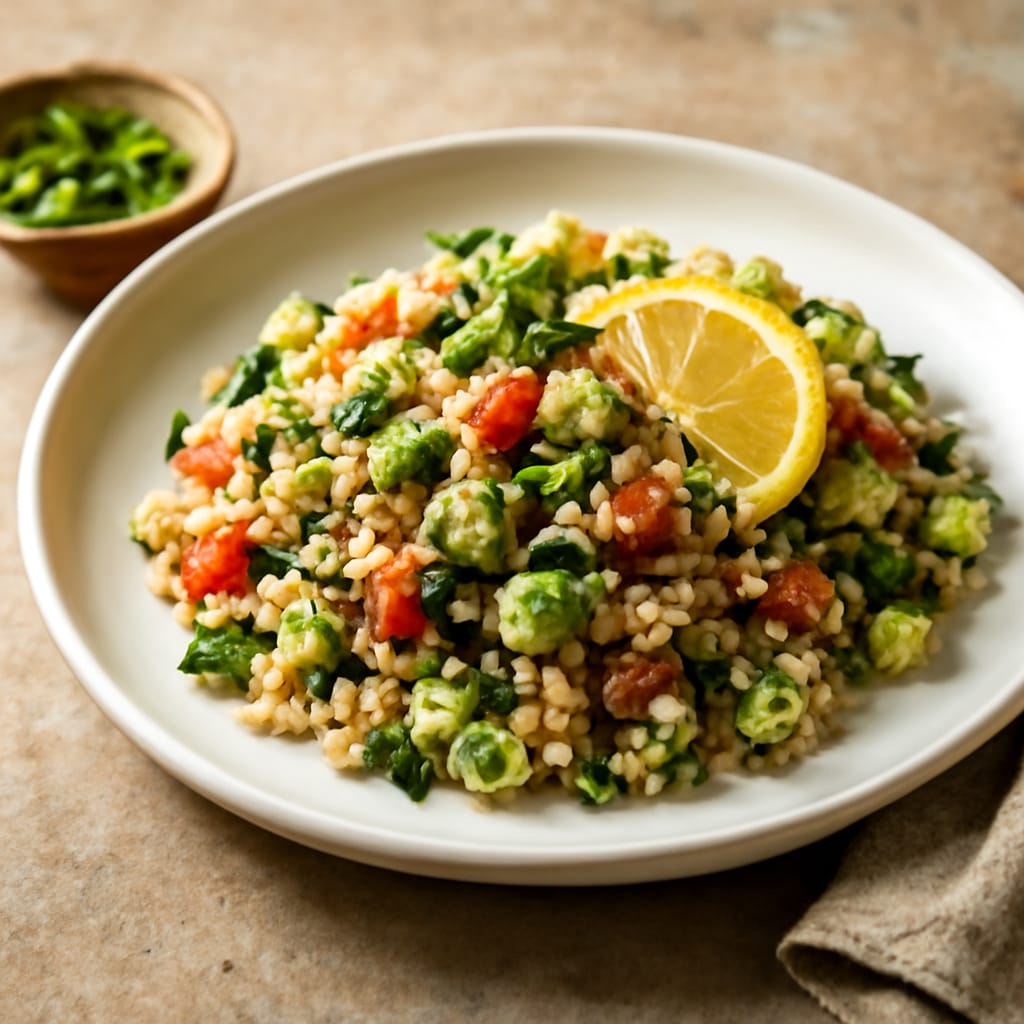 Ensalada tibia de quinoa con limón y hierbas