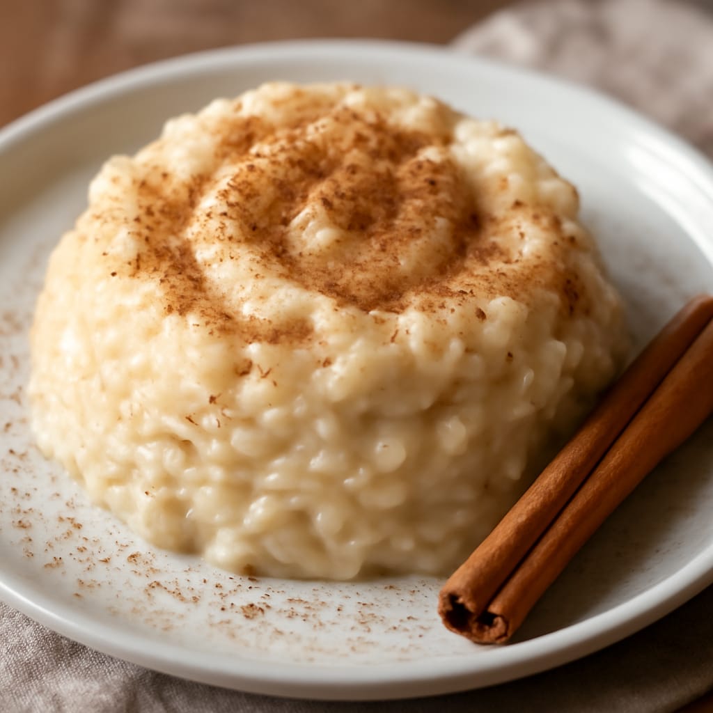 Pudín de arroz con leche y canela