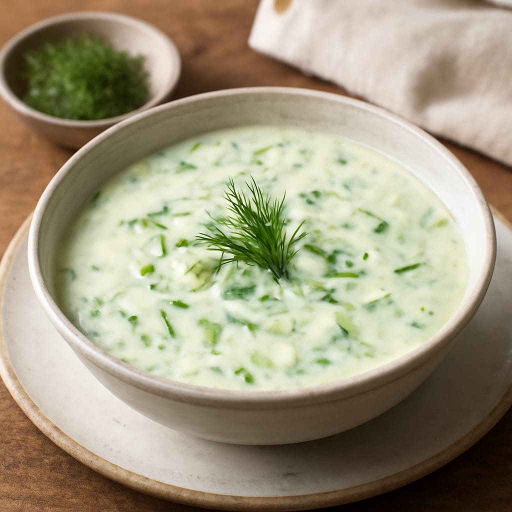 Sopa fría de pepino con yogur y eneldo