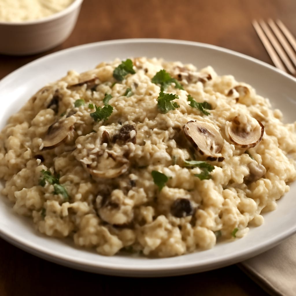 Risotto cremoso de setas y parmesano