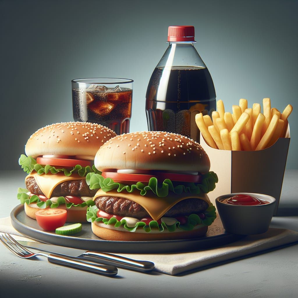 2 Hamburguesas Americanas + fritas + Coca de litro